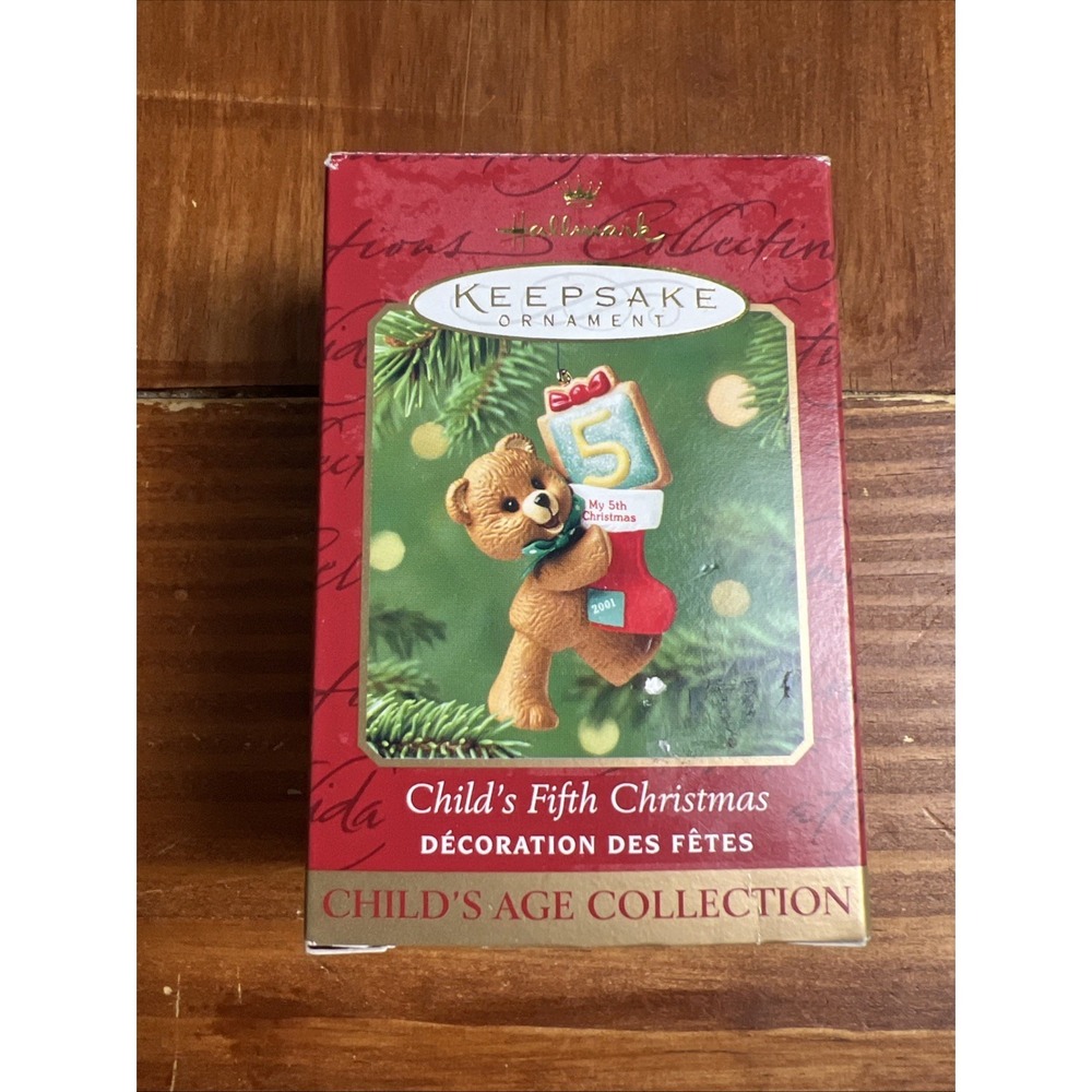 2000 HALLMARK KEEPSAKE ORNAMENT CHILD'S FIFTH CHRISTMAS 5th TEDDY‎ BEAR